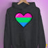Polysexual Pride 8-Bit Pixel Heart Hoodie - Dark Grey Heather